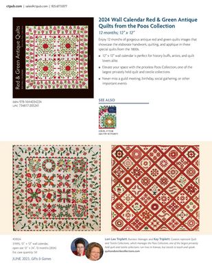 Brewer Sewing 2024 Wall Calendar Red Green Antique Quilts   CT20524 1 