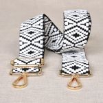 Shoulder Strap, Ethnic Geometric Design, Blk/Wht