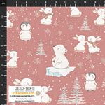 AVALANA Knit Jersey- Small Animals in Snow Rose